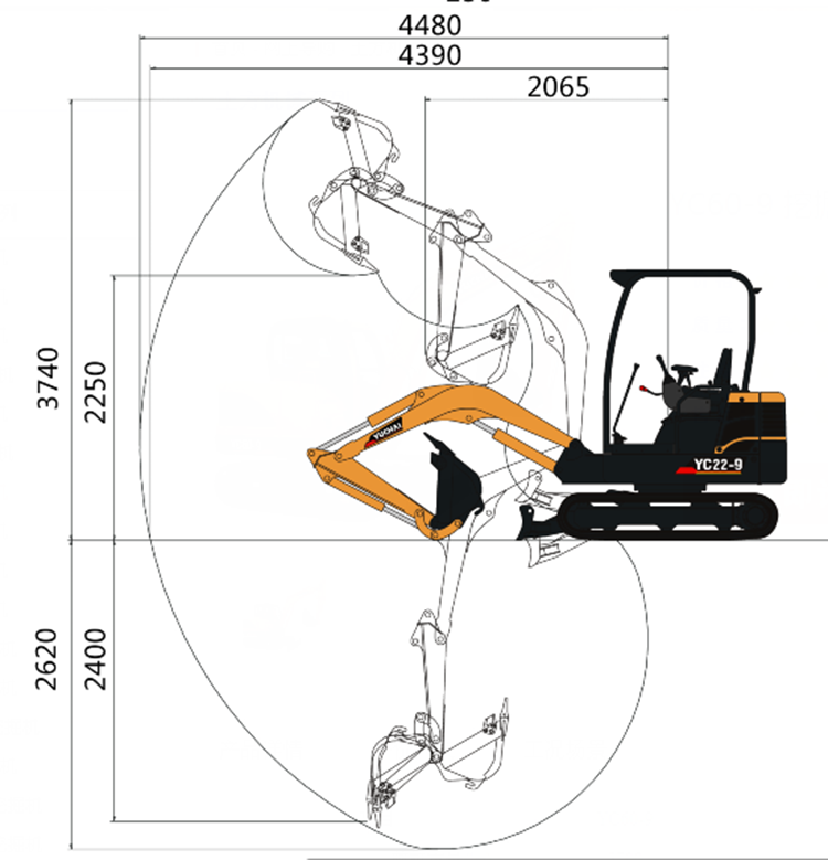 YuChai 600Kg Mini Pelle Machine YC22-9 Mini Excavator For Green Houses