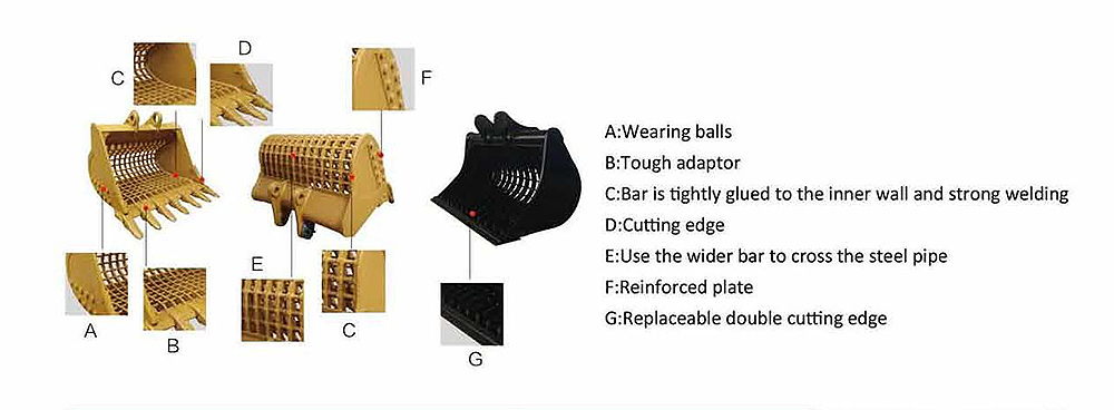 Excavator Attachment Screening Vibrating Skeleton Bucket